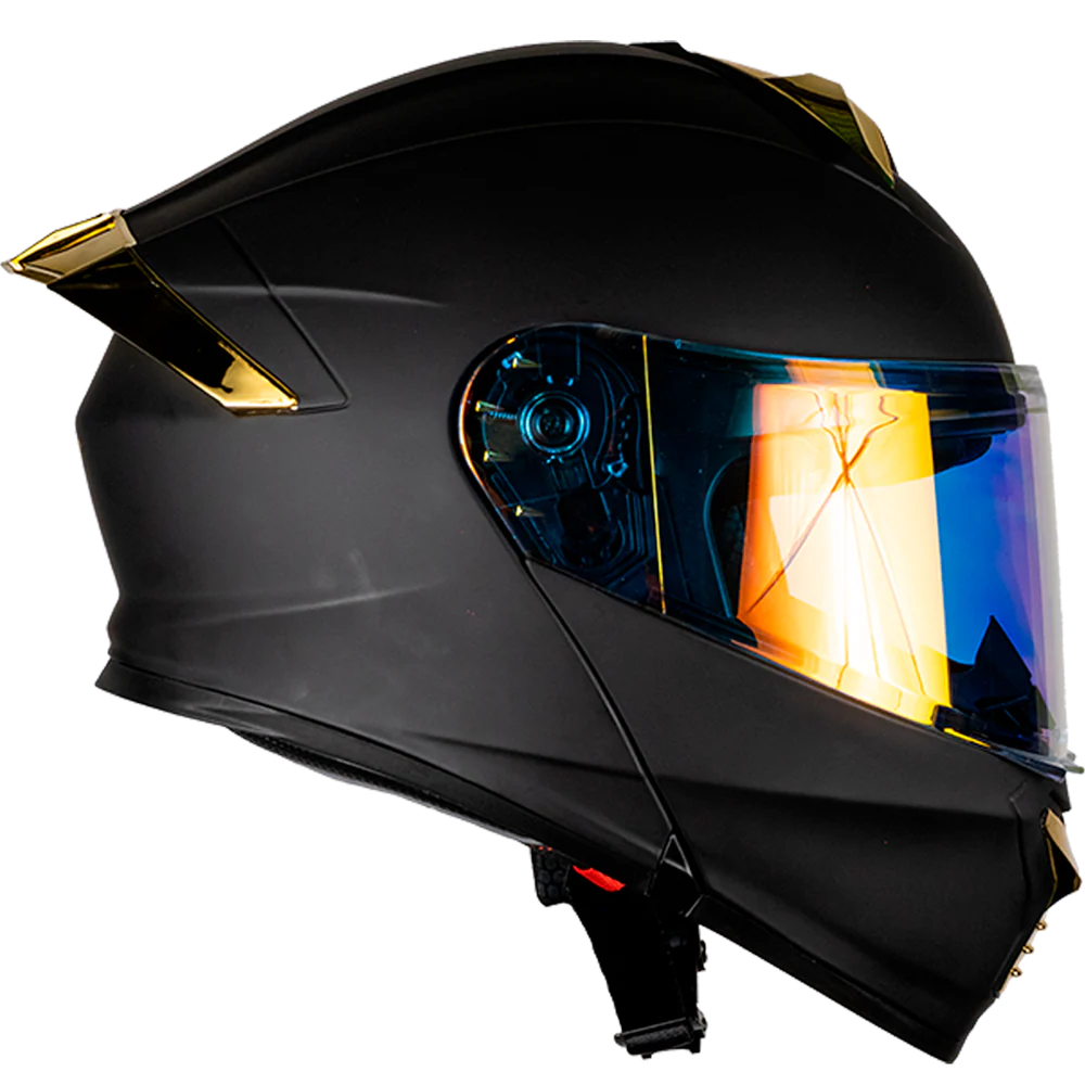 CASCO THUNDER SOLIDO NEGRO MATE DORADO