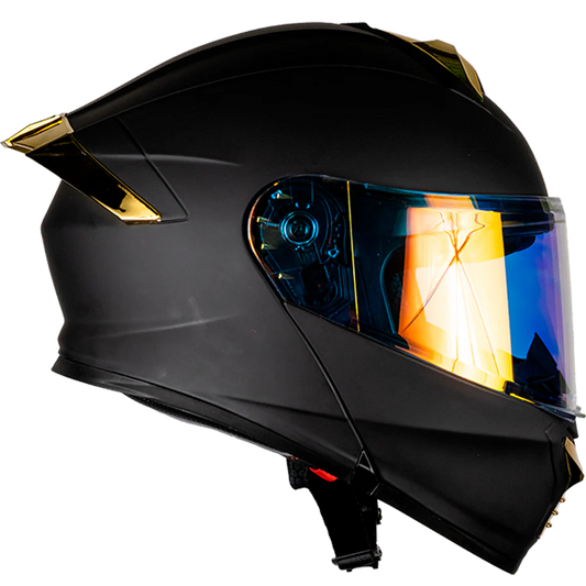 CASCO THUNDER SOLIDO NEGRO MATE DORADO