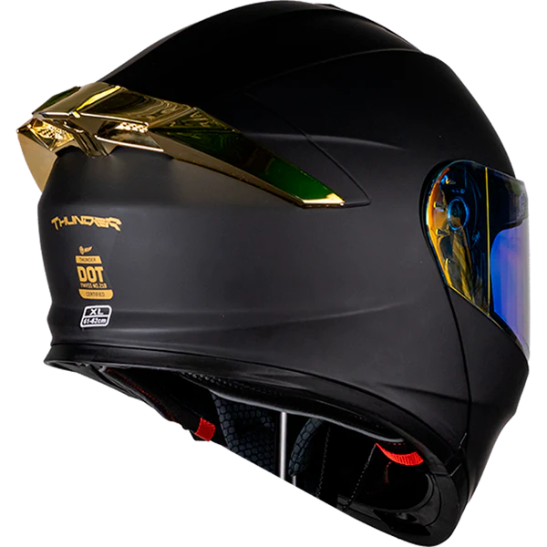 CASCO THUNDER SOLIDO NEGRO MATE DORADO