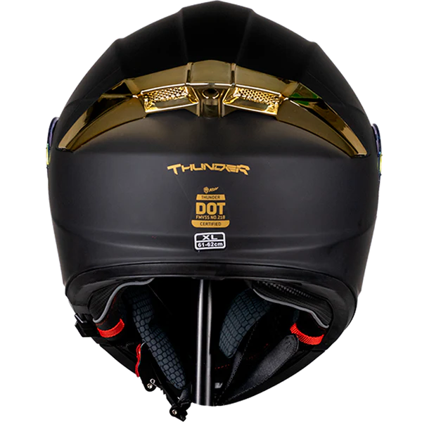 CASCO THUNDER SOLIDO NEGRO MATE DORADO