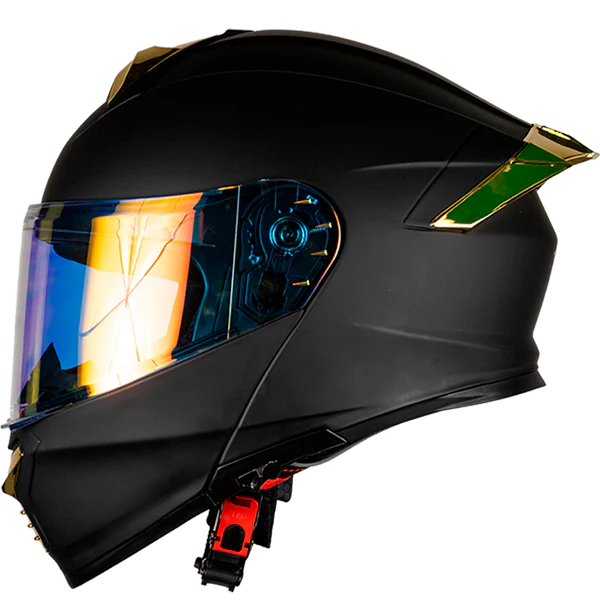 CASCO THUNDER SOLIDO NEGRO MATE DORADO