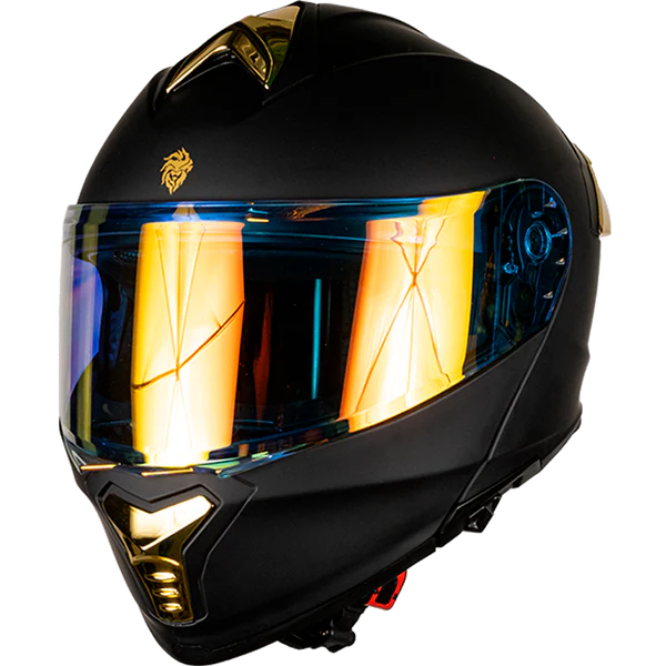 CASCO THUNDER SOLIDO NEGRO MATE DORADO