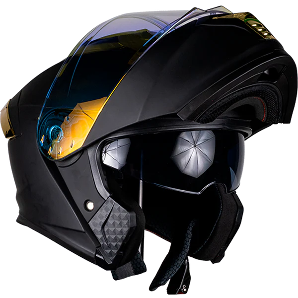 CASCO THUNDER SOLIDO NEGRO MATE DORADO