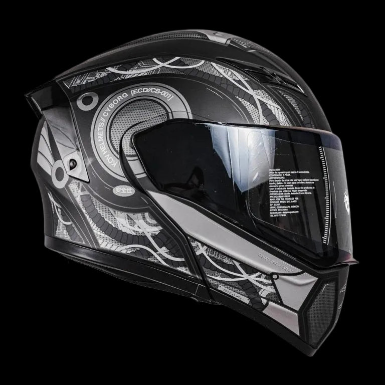 CASCO ESTELAR CYBORG GRIS CON LUZ LED