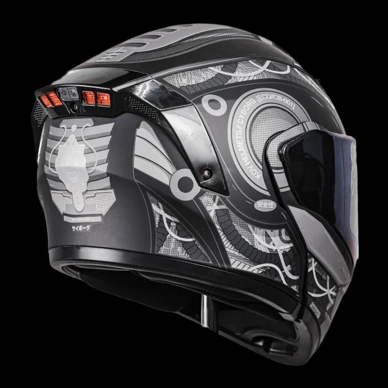 CASCO ESTELAR CYBORG GRIS CON LUZ LED