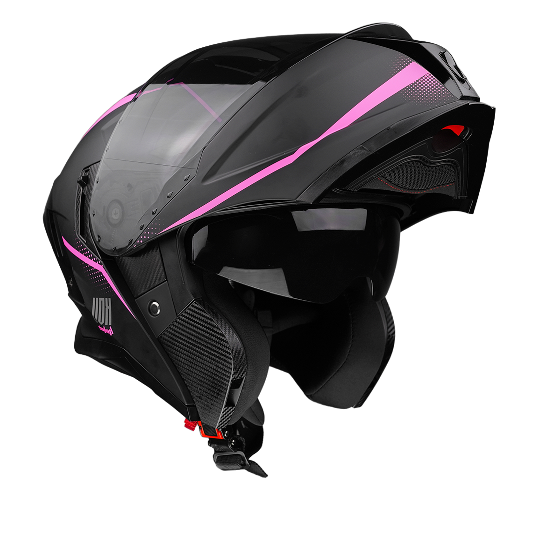 CASCO APOLO NEGRO-ROSA Cascos KOV + de motociclista