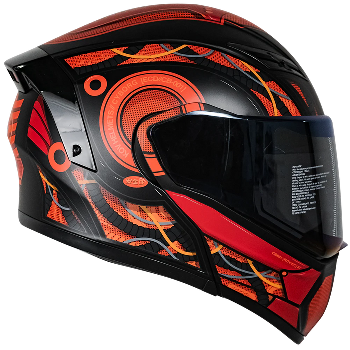 CASCO ESTELAR CYBORG ROJO CON LUZ LED