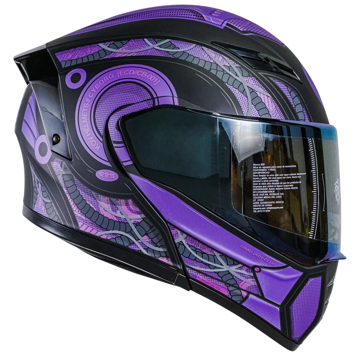 CASCO ESTELAR CYBORG MORADO CON LUZ LED
