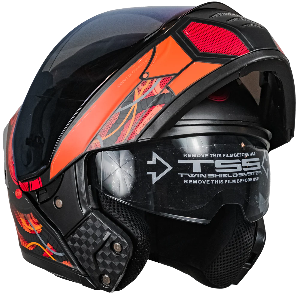 CASCO ESTELAR CYBORG ROJO CON LUZ LED