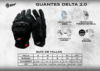 GUANTE KOV DELTA NEGRO / ROJO