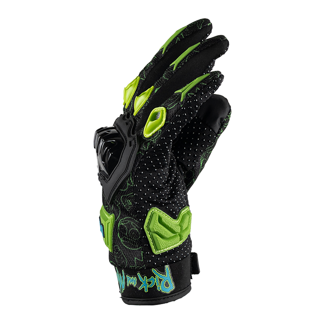 GUANTE RICK & MORTY NEGRO-VERDE Guantes KOV + de motociclista