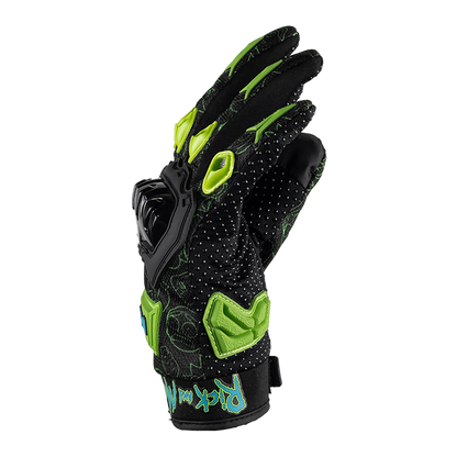 GUANTE RICK & MORTY NEGRO-VERDE Guantes KOV + de motociclista