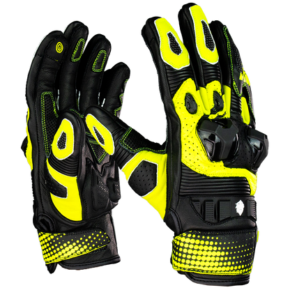 GUANTE KOV PIEL ROSS VERDE NEON T Guantes KOV + de motociclista