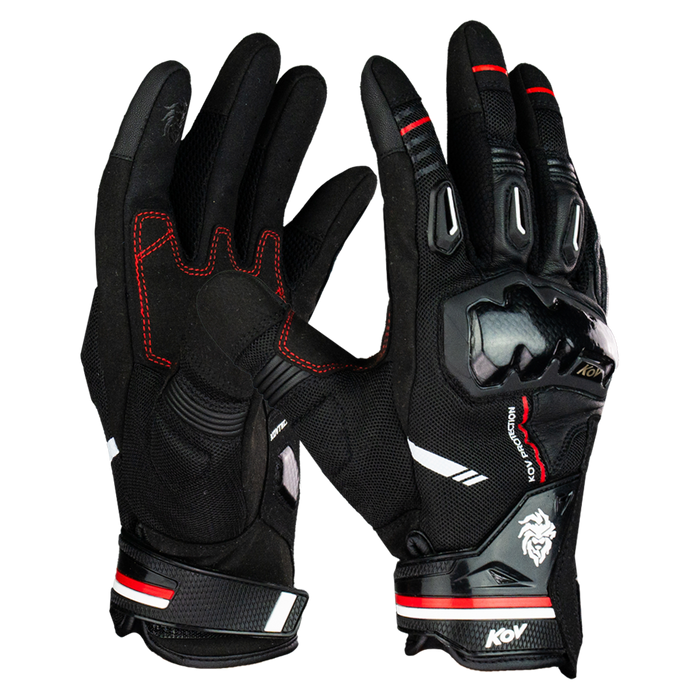 GUANTE KOV PIEL TRACK BLANCO - ROJO Guantes KOV + de motociclista