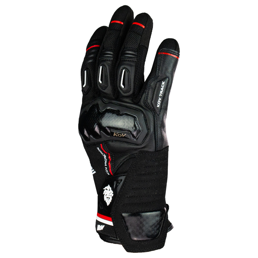 GUANTE KOV PIEL TRACK BLANCO - ROJO Guantes KOV + de motociclista