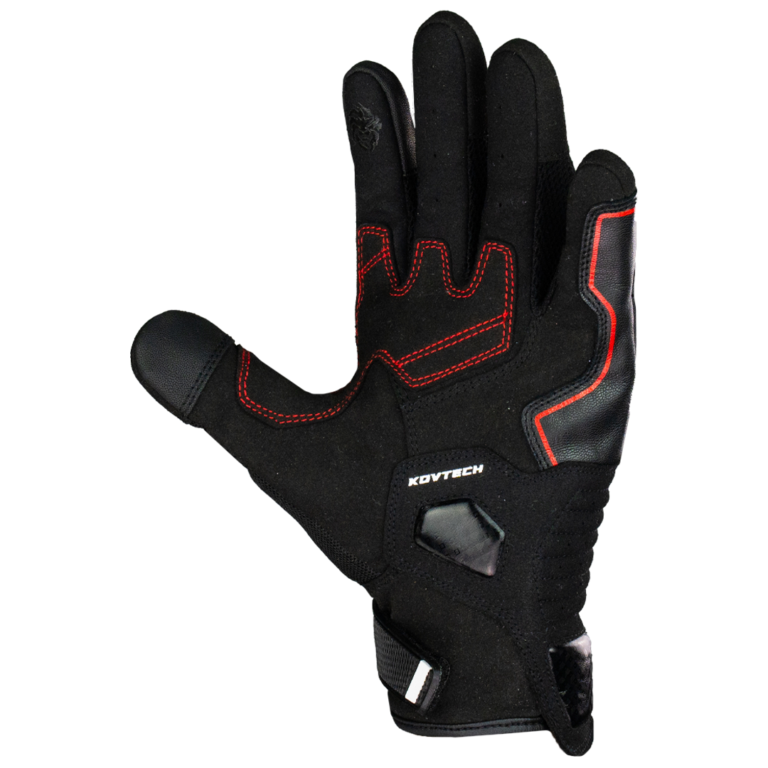 GUANTE KOV PIEL TRACK BLANCO - ROJO Guantes KOV + de motociclista