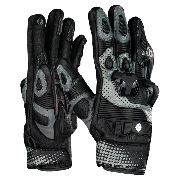 GUANTE KOV PIEL ROSS NEGRO GRIS T Guantes KOV + de motociclista