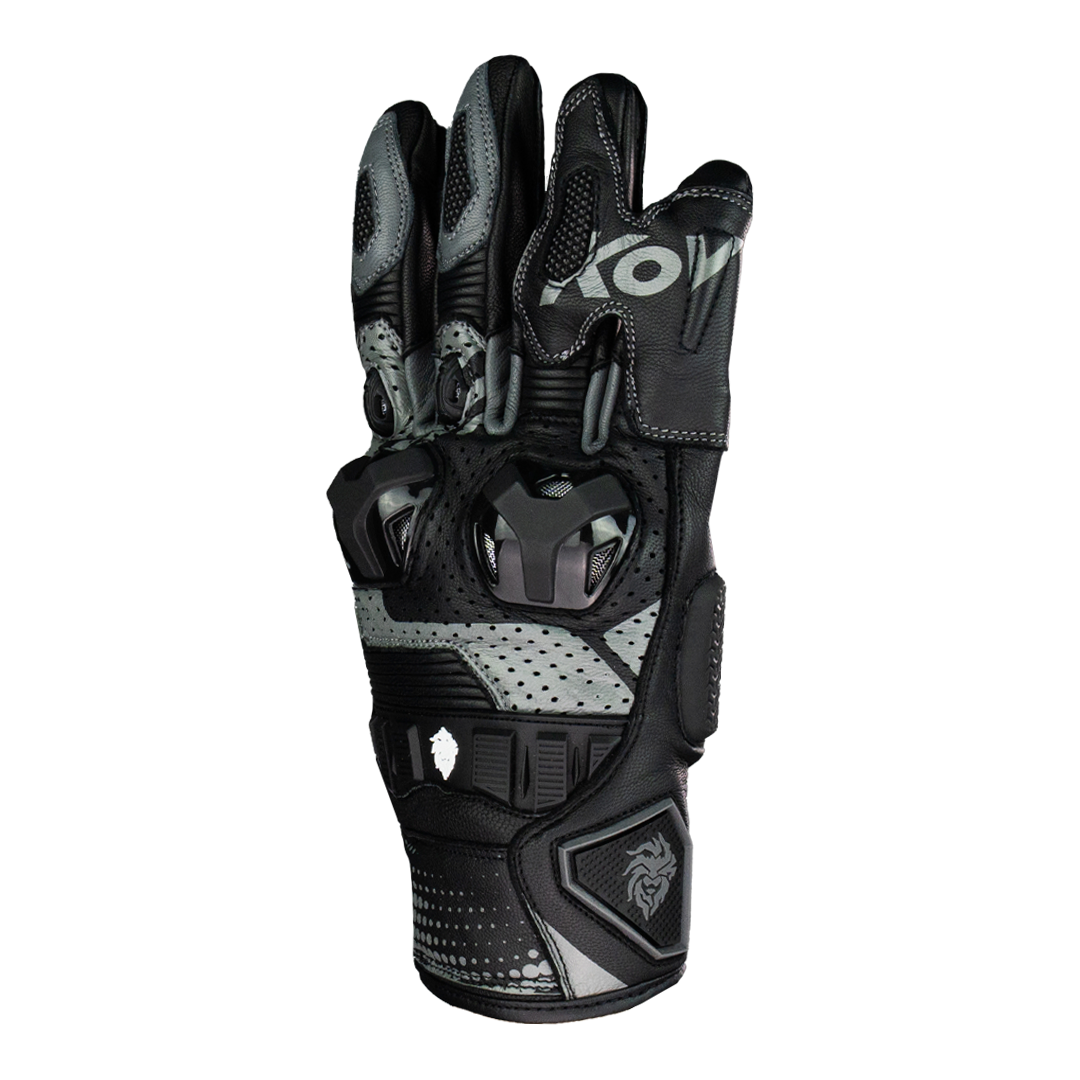 GUANTE KOV PIEL ROSS NEGRO GRIS T Guantes KOV + de motociclista