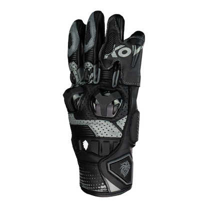 GUANTE KOV PIEL ROSS NEGRO GRIS T Guantes KOV + de motociclista