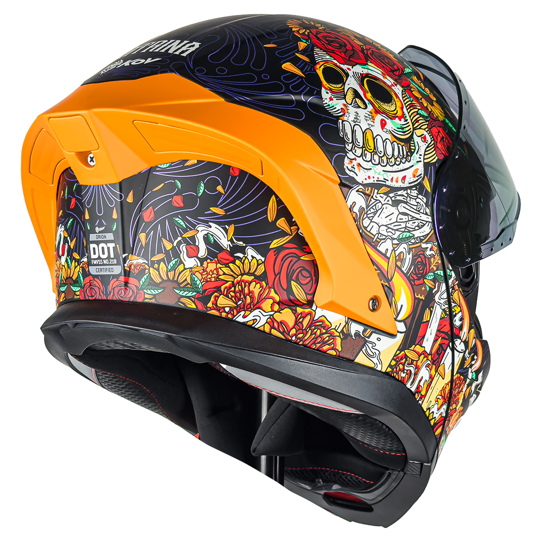 CASCO ORION CATRINA NARANJA CON MICA DE REGALO 3