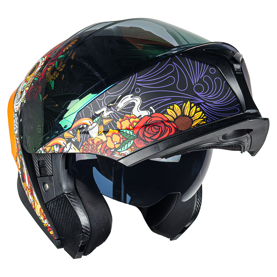 CASCO ORION CATRINA NARANJA CON MICA DE REGALO 4