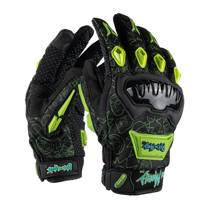 GUANTE RICK & MORTY NEGRO-VERDE Guantes KOV + de motociclista
