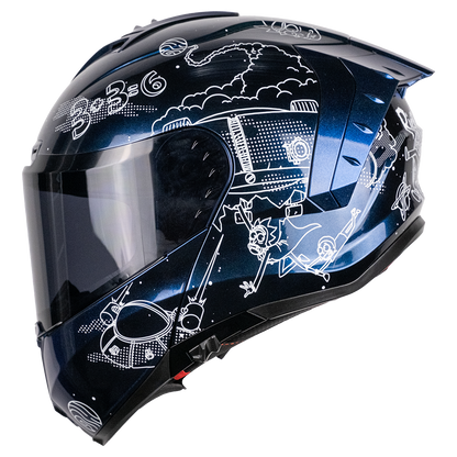 CASCO SNOW RICK & MORTY GALACTIC AZUL FLUORESCENTE 3