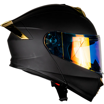 CASCO THUNDER SOLIDO NEGRO MATE DORADO