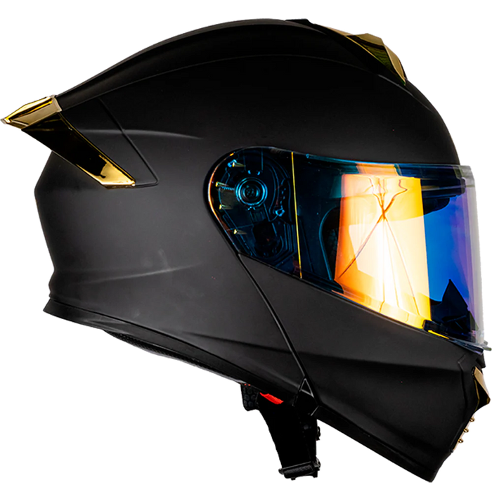 CASCO THUNDER SOLIDO NEGRO MATE DORADO