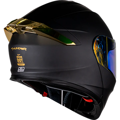 CASCO THUNDER SOLIDO NEGRO MATE DORADO