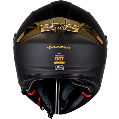 CASCO THUNDER SOLIDO NEGRO MATE DORADO