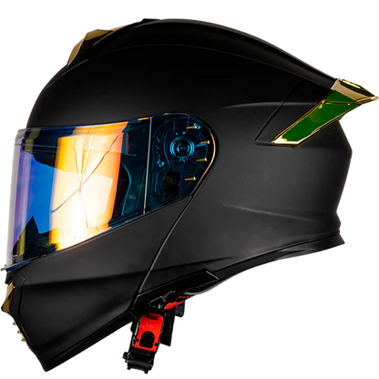 CASCO THUNDER SOLIDO NEGRO MATE DORADO