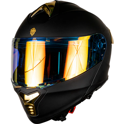 CASCO THUNDER SOLIDO NEGRO MATE DORADO