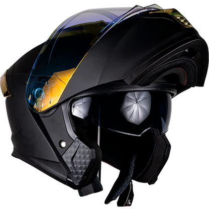 CASCO THUNDER SOLIDO NEGRO MATE DORADO