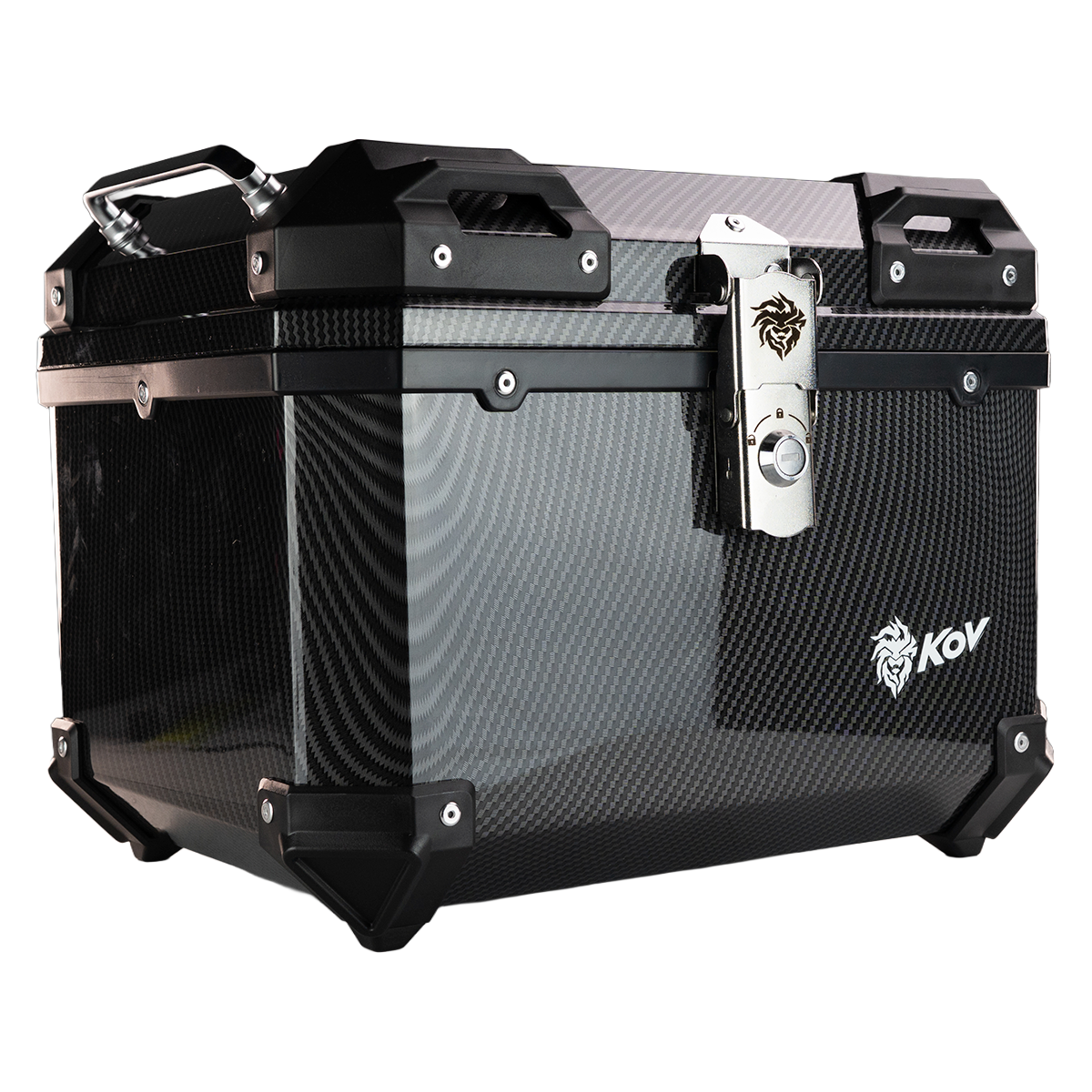 MALETERO TOP CASE CARBON CON RESPALDO 45 L Accesorios KOV + de motociclista