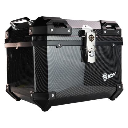 MALETERO TOP CASE CARBON CON RESPALDO 45 L Accesorios KOV + de motociclista