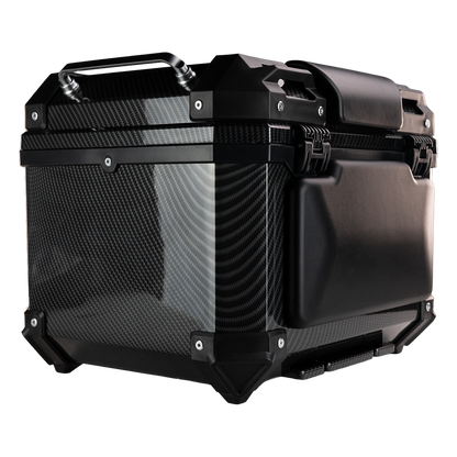 MALETERO TOP CASE CARBON CON RESPALDO 45 L Accesorios KOV + de motociclista