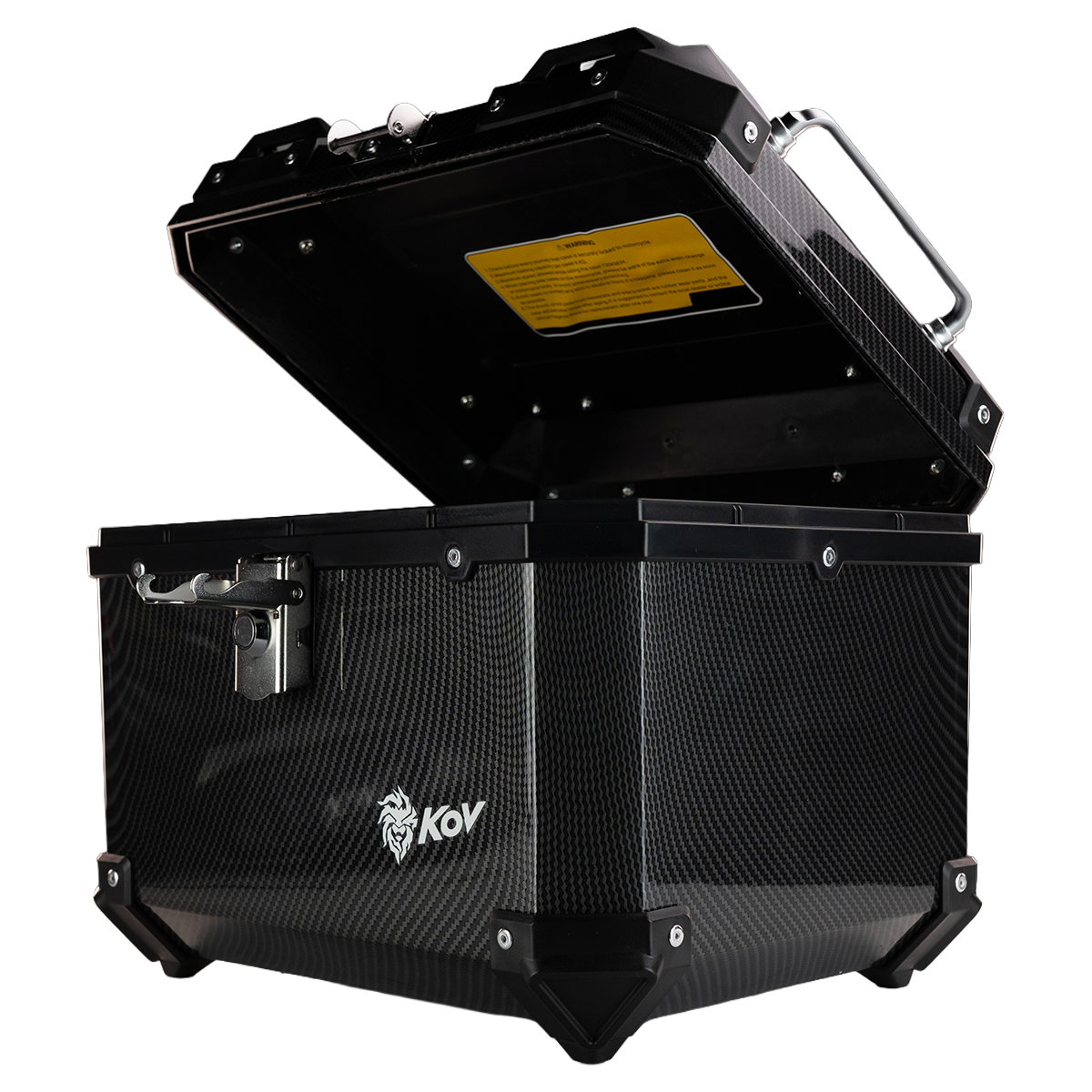 MALETERO TOP CASE CARBON CON RESPALDO 45 L Accesorios KOV + de motociclista