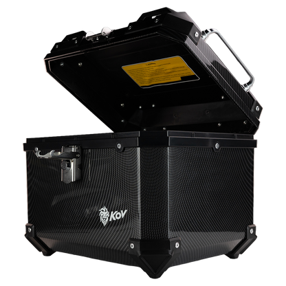 MALETERO TOP CASE CARBON CON RESPALDO 45 L Accesorios KOV + de motociclista